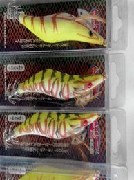 wood shrimp lure squid hook squid jig with packing box mix colours1671417
