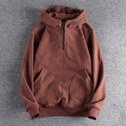 Mens Hoodies Sweatshirts Heavy cashmere half zipper sweater mens hooded autumn and winter thick warm niche senior coat men 231214