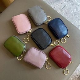 Storage Bags Fashion Simple Genuine Leather Short Wallet Card Holder Organiser Mini Zipper Cute Money Women Clutch Coin Purse