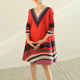 Casual Dresses Slim Chinese Style Skirt With High-end Sense Miyake Pleated Bottom Spring And Summer Temperament Red Dress