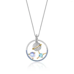 Chains GEM'S BEAUTY Moonstone Necklace Jewellery For Woman Silver 925 Topaz Universe Series Gift