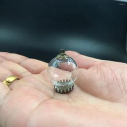 Bottles 20x12mm Clear Glass Globe Bubble Bronze Tiny Crown Base Beads Cap Vial Pendant Fashion Necklace Dome 5pcs