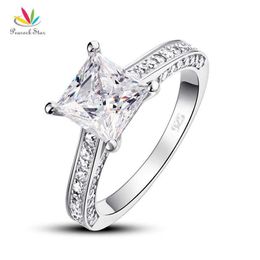 Peacock Star 925 Sterling Silver Wedding Anniversary Engagement Ring 1 5 Ct Princess Cut Jewellery CFR8009 Y0723297K