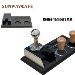 Tampers Espresso Coffee Mat Fluted Tampering Corner Pad Antiskid Food Safe Silicone Rubber Coffeeware Tamping 231214