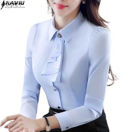 Women's Blouses Shirts Camisas Y Blusas Women Long Sle Shirt Autumn White Purple Bow Tie Chiffon Blouse Work Wear Formal Office TopsL231214