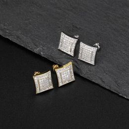 Luxury Designer Men Stud Earrings Hip Hop Jewellery Fashion Man Square Shape Earing Women Ear Ring Mens Diamond Earings Zircon Earin250z