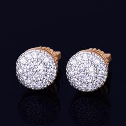 New 8mm Round Stud Earring for Men Women's Charm Ice Out CZ Stone Rock Street Three Colors284F