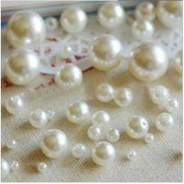 Whole 1000pcs New Fashion White mixed Faux Pearls Loose Beads 4mm 6mm 8mm 10mm 12mm Fit European Bracelets DIY321s