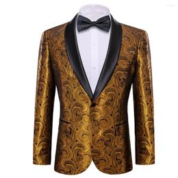 Men's Suits Luxury Silk Mens Suit Designer Gold Pialsey Blazer Bowtie Set Tuxedos Slim Fit Boutique Wedding Groom Dress Barry.Wang