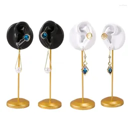 Jewellery Pouches Durable Earring Display Stands Human Ear Model Stud Holder Soft Silicone Round Base Birthday Mannequin Stand Earrings