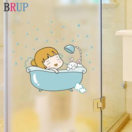 Lovley Girl Bathroom Decoration Stickers Kids Bathtub Home Decor Art Pvc Shower Room Decals Baby Bathing Wall Sticker Waterproof