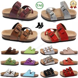 Dhgate Birkes Bostons Tamancos Chinelos Flats Homens Mulheres Sandálias Cork Slide Couro Buckle Strap Flat Designer Birkinstocks Pantoufle Outdoor Beach Sliders