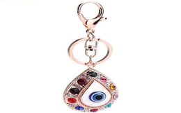 4pcsLot Turkey Blue Eye Key Chain For Women Handbag Decoration Keychain For Woman Girls Rhinestone Key Ring Jewelry Accessories1185925
