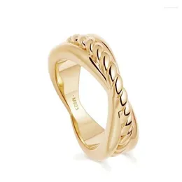 Cluster Rings 2023 Retro Hollow Twisted Rope Cross Irregular Minimalist Ring Temperament Gold-plated Female