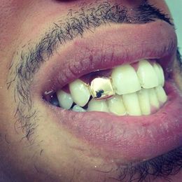 HIPHOP Custom Gold Plated Single Tooth Cap Hip Hop Jewelry Braces Rap Singer Jewelry Teeth Sets Whole198F