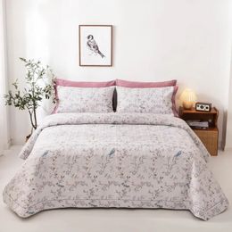 Bedspread cotton Quilted flowers birds patterns Bedspread Bed Cover Bed Sheet size 245x250cm quilt blanket Pillowcases 231214