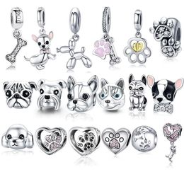 925 Sterling Silver A Dog 's Storey Poodle Puppy French Bulldog Beads Charm Fit BISAER Charms Silver 925 Original Bracelet 220295O