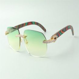 Direct s endless diamond sunglasses 3524024 with peacock wooden temples designer glasses size 18-135 mm230R