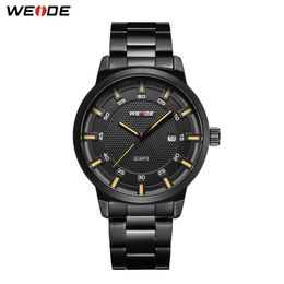 WEIDE Men watch Business Brand Design Military Black Stainless Steel Strap Men Digital Quartz Wrist watches Watch buy one get 259Y