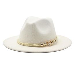 19 Colours Wide Brim Simple Church Derby Top Hat Panama Solid Felt Fedoras Hats for Men Women Artificial Wool Blend Jazz Cap6619790