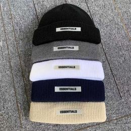Beanie/Skull Caps Winter Warm Knitted Hat Letters ESSENTIALS Printed High Street Hip-Hop Street Hats Wool Pullover Caps Boys Students Accessories