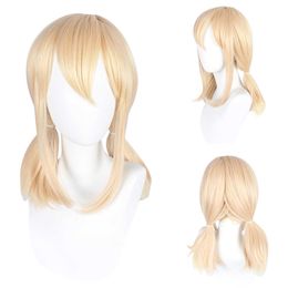 Wendy wig Genshin Impact cos wig series pale gold long straight hair animation wig chemical Fibre high temperature silk hair cover