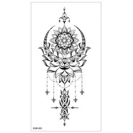 Makeup flower New sketched arm tattoo sticker with black and white hand drawn Sanskrit waterproof half