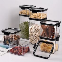 Kitchen Storage Organization Dry Food Storage Box Food Containers Transparent Stackable Kitchen Spaghetti Noodles Sealed Tank Cans Organizers Bottles 231213