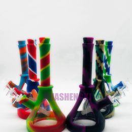 Colorful Lighthouse Style Silicone WaterPipe Pipes Kit Herb Tobacco Glass Oil Rigs Filter Handle Bowl Smoking Cigarette Bong Bubbler Hookah Holder DHL
