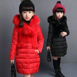 Down Coat Winter Warm Jackets for Girls Fashion Fur Hooded Children Girls Waterproof Outwear Kids Cotton Lined Parkas 231214