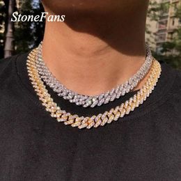 Stonefans Hip Hop Kubanische Gliederkette Halsband Halskette Bling Schmuck Männer Frauen Mode Iced Kubanischen Strass Halskette Kragen Kette T20242k