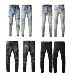 High-quality New jeans for mens designer jeans Mens Ripped Jeans Cotton Black Slim Skinny Motorcycle Jeans Men Vintage Distressed Denim Jeans Hiphop Pants