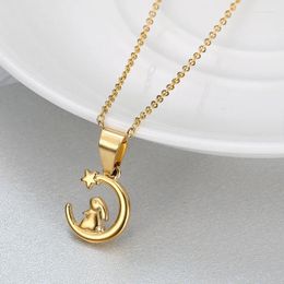 Chains Necklace Star Moon Chain Supernatural Amulet Stainless Steel Gift For Woman Man Gold Colour Pendant Fashion Jewellery