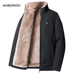 Men's Down Parkas ANBOHOU Winter Windproof Warm Thick Fleece Jacket Men Fashion Casual Coat Autumn Brand Outwear Outdoor Classic 231214