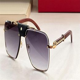 New fashion design square sunglasses 8200768 metal frame cut lens black calfskin bridge simple and popular style outdoor uv400 pro2944