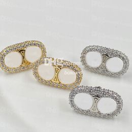 Luxury Diamond Crystal Earrings Charm Ear Studs Fashion Women Designer Letter Plated Earrings With Box Sets