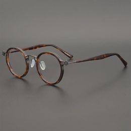 Hand-made Titanium Acetate Vintage Round Eyeglasses for Men Women Retro Eye Glasses Frame Optical Myopia Prescription Eyewear334c