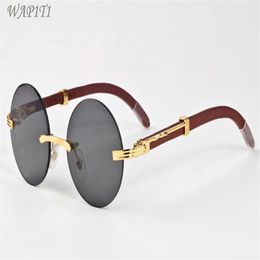 wood sunglasses for mens women new fashion buffalo horn glasses rimless round clear lenses wood frame sun glasses2832