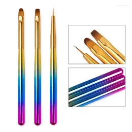 Makeup Brushes 3Pcs French Stripe Nail Art Liner Brush Set Tips Ultra-thin Line Drawing Pen Dual End UV Gel Painting Manicure Tools