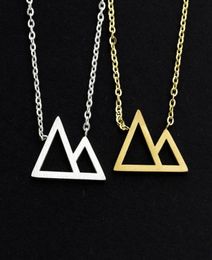 Pendant Necklaces Gothic Mountain Necklace Women Boho Jewellery Stainless Steel Gold Chain Chocker Triangle Hiker Gift Collier Bijou5331655