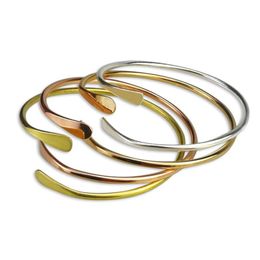 MYLONGINGCHARM 10pcs lot blank Brass Stacking Bangles Smooth Oval Stacking Bracelet Open Cuff Bangles F1671185Q