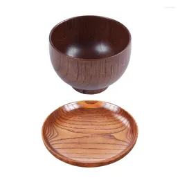 Bowls -Wooden Wooden Soup Bowl Healthy Container Vintage Dinner & Tableware Household Smooth Bread Dish Tray