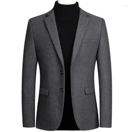 Men's Suits Male Thick Grey Blazer Mens Wool Coat Casual Suit Jacket Winter Oversized Woollen Overcoat Long Sleeve Formal 4xl