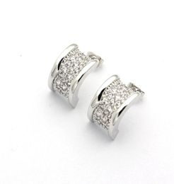 1pcs Fashion brand Titanium steel Love silver earrings full diamond Jewellery 18k Gold plated for woman Jewellery gift5606220