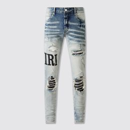 2024 Men Jeans Hole Light Blue Dark gray Italy Brand Man Long Pants Trousers Streetwear denim Skinny Slim Straight Biker Jean for D2 Top quality