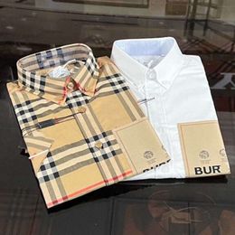 Fashion mens shirt classic plaid short sleeved shirts designer T shirt summer cotton polo Shirt men loose lapel tee topGDJO