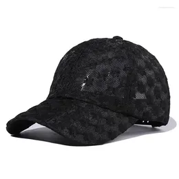 Ball Caps Lace Baseball Cap Floral Embroidered Hats Adjustable Snapback Mesh Trucker Sun Hat For Women
