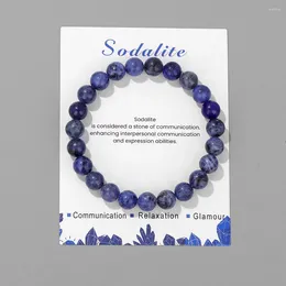 Strand High Quality Lapis Lazuli Beads Bracelets Natural Stone Crystal Apalites Elastic With Message For Women Men Gift