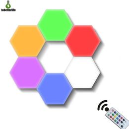 Quantum Lamp 6pcs 10pcs Colorful Changeable Touch Sensor Hexagonal Modular DIY USB Night Wall Light remote control215B