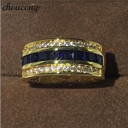 New Fashion Jewellery Male ring stone Diamond Yellow gold filled Party Wedding Band Ring for Men Women Top quality213U